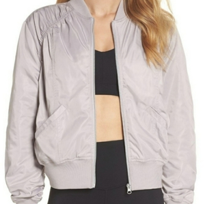 ZELLA‎  LAVENDER SATIN BOMBER JACKET Size Small Pockets